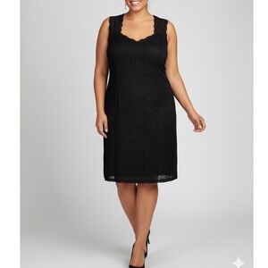 Adrianna Papell Black Lace Cutout Back Sheath Dress 22W